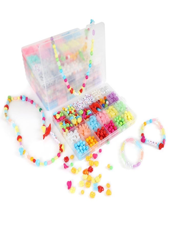 ambitieux Diy Bracelet Making Kit - 600 + Pcs 24 Colorful Beads, 10M Elastic Thread, Jute Bag, And Cutter - Gift For Girls Birthdays (All Color),Multicolor - Image 4